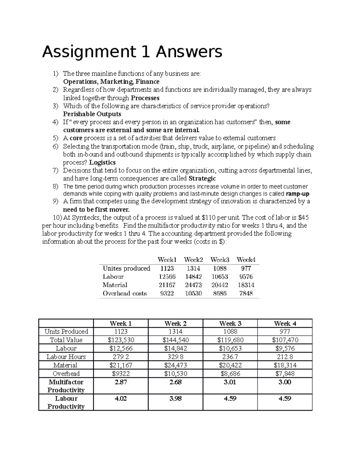 Business Process Case Study Assignments (BUS 101) Solutions - Studocu