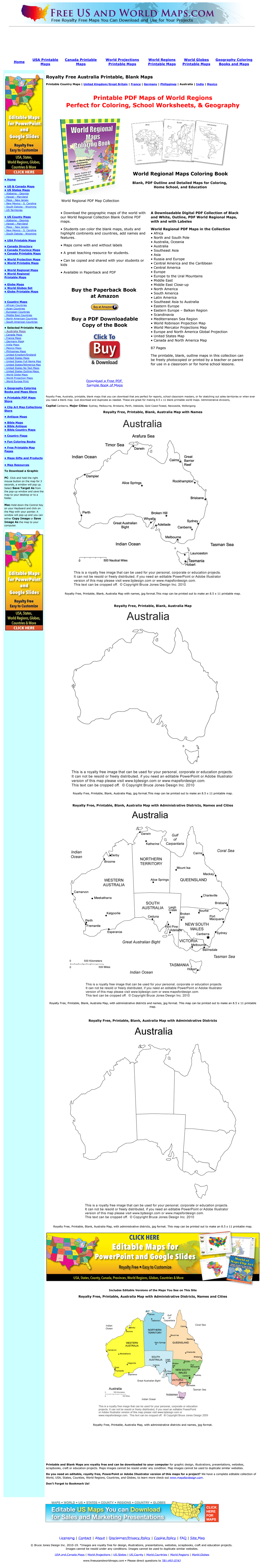 Royalty Free Australia Blank Outline Maps for Education & Coloring