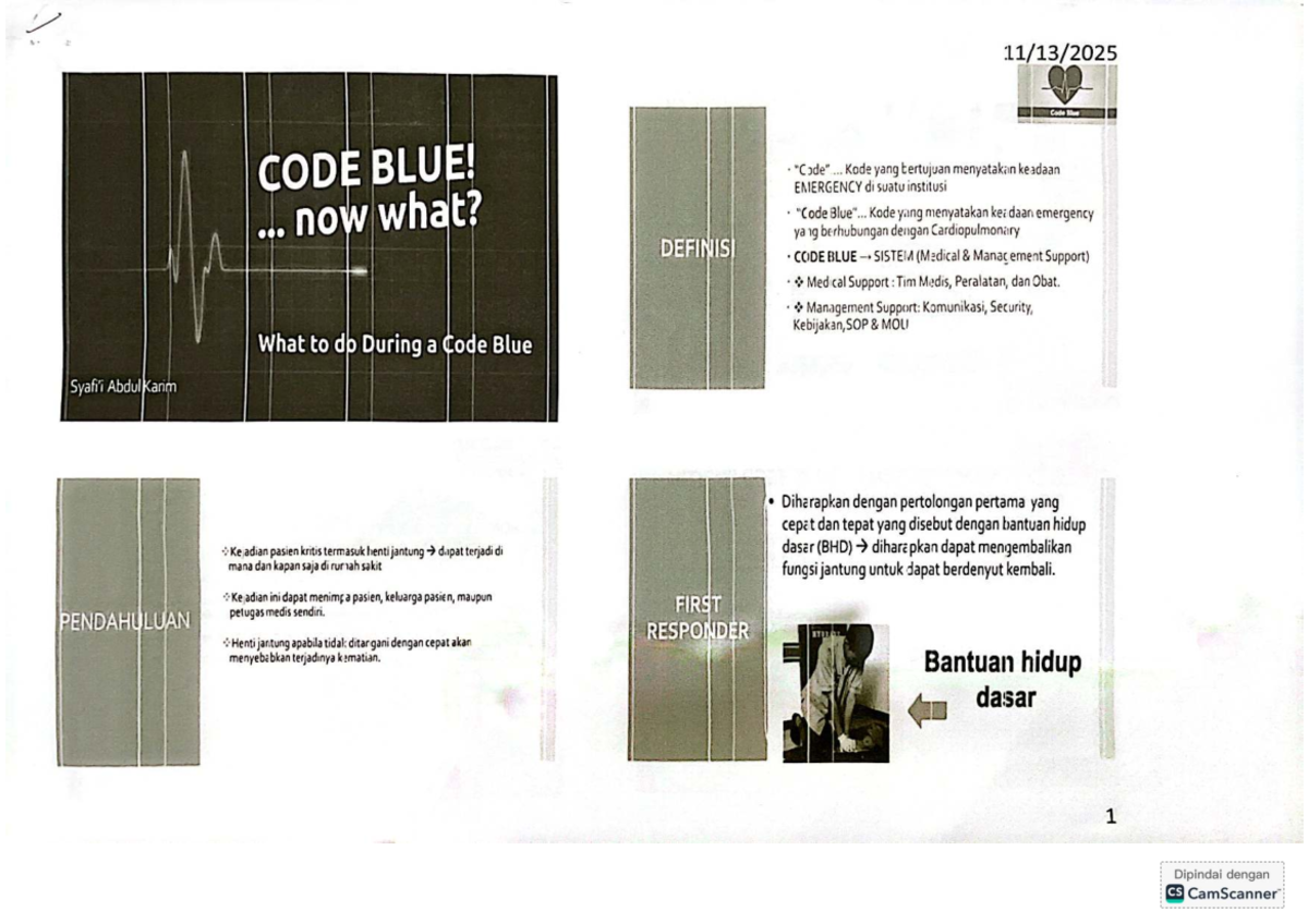 Code Blue: Prosedur dan Manajemen Keadaan Darurat Medis - Studocu