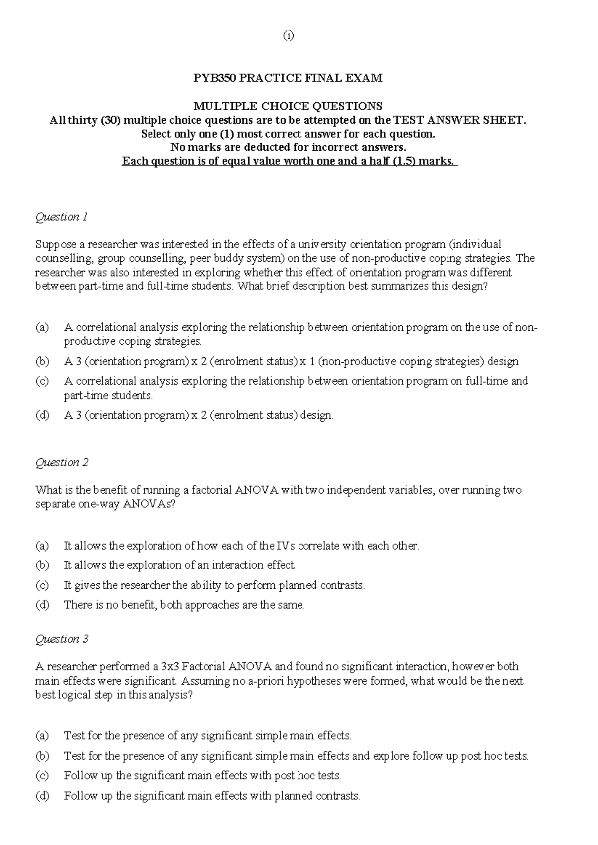 PYB350 PRACTICE FINAL EXAM MULTIPLE CHOICE QUESTIONS - Studocu
