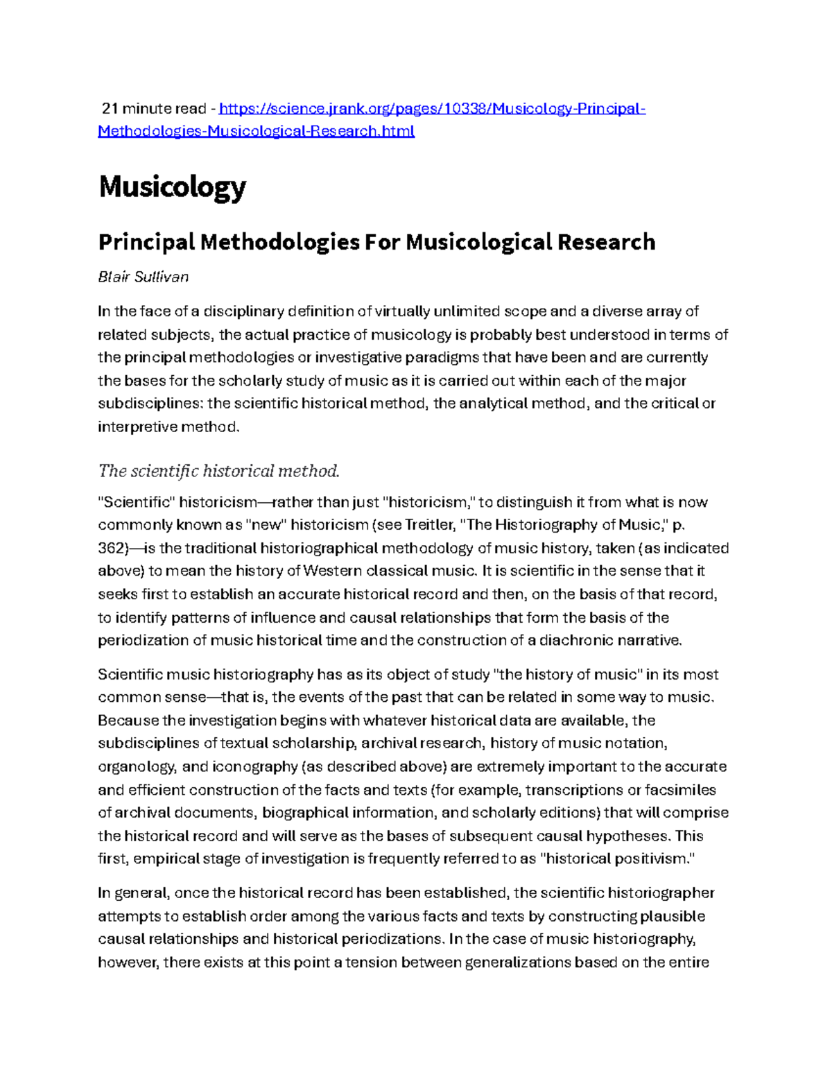 Musicology: Key Methodologies for Research (MUS 101) - Studocu