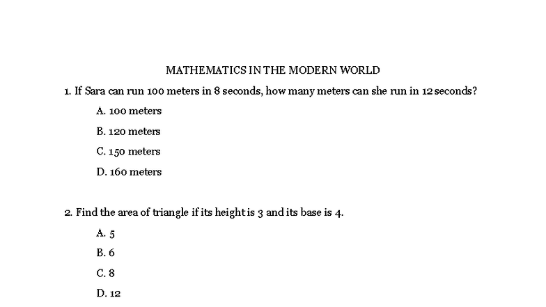 MMW 1 - Mathematics in the Modern World: Comprehensive Reviewer - Studocu