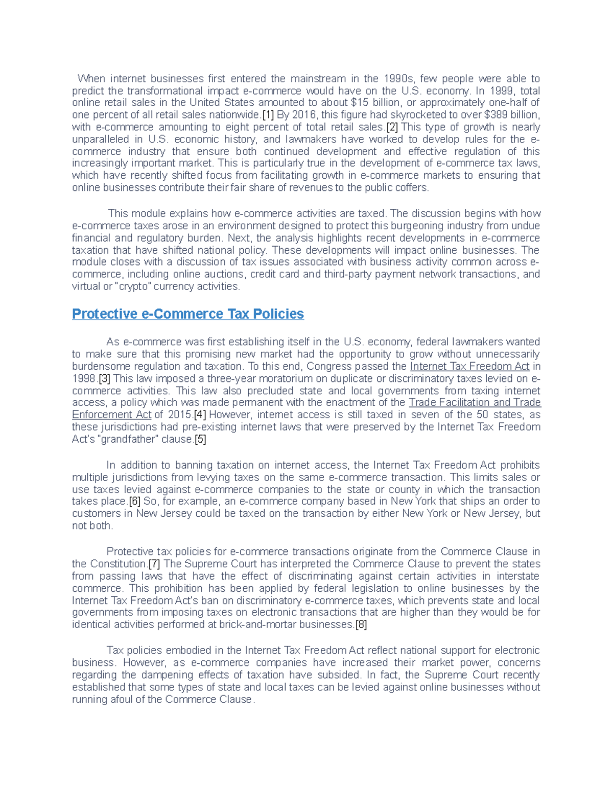 E commerce and Taxation - When internet businesses first entered the ...