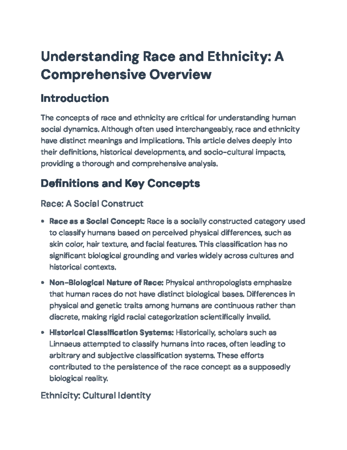 Understanding Race and Ethnicity: A Comprehensive Overview of Concepts ...