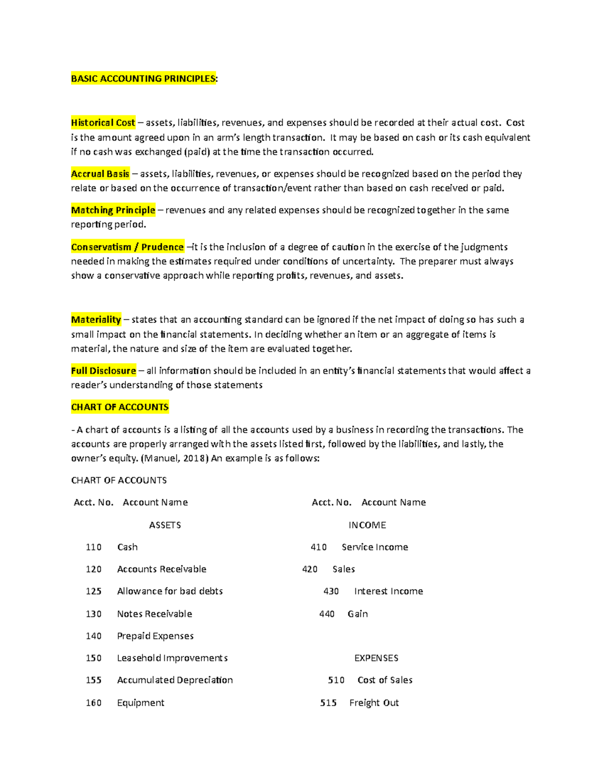 Accounting Reviewer - BASIC ACCOUNTING PRINCIPLES : Historical Cost ...