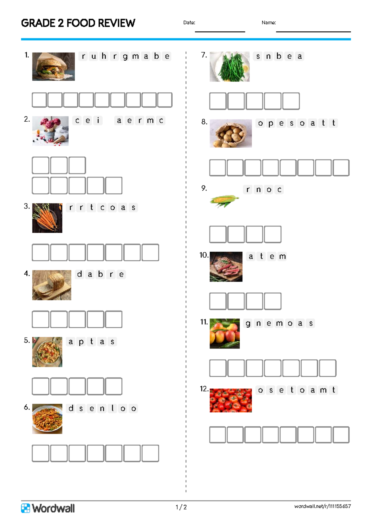 GRADE 2 FOOD REVIEW ANAGRAM ACTIVITY - Studocu