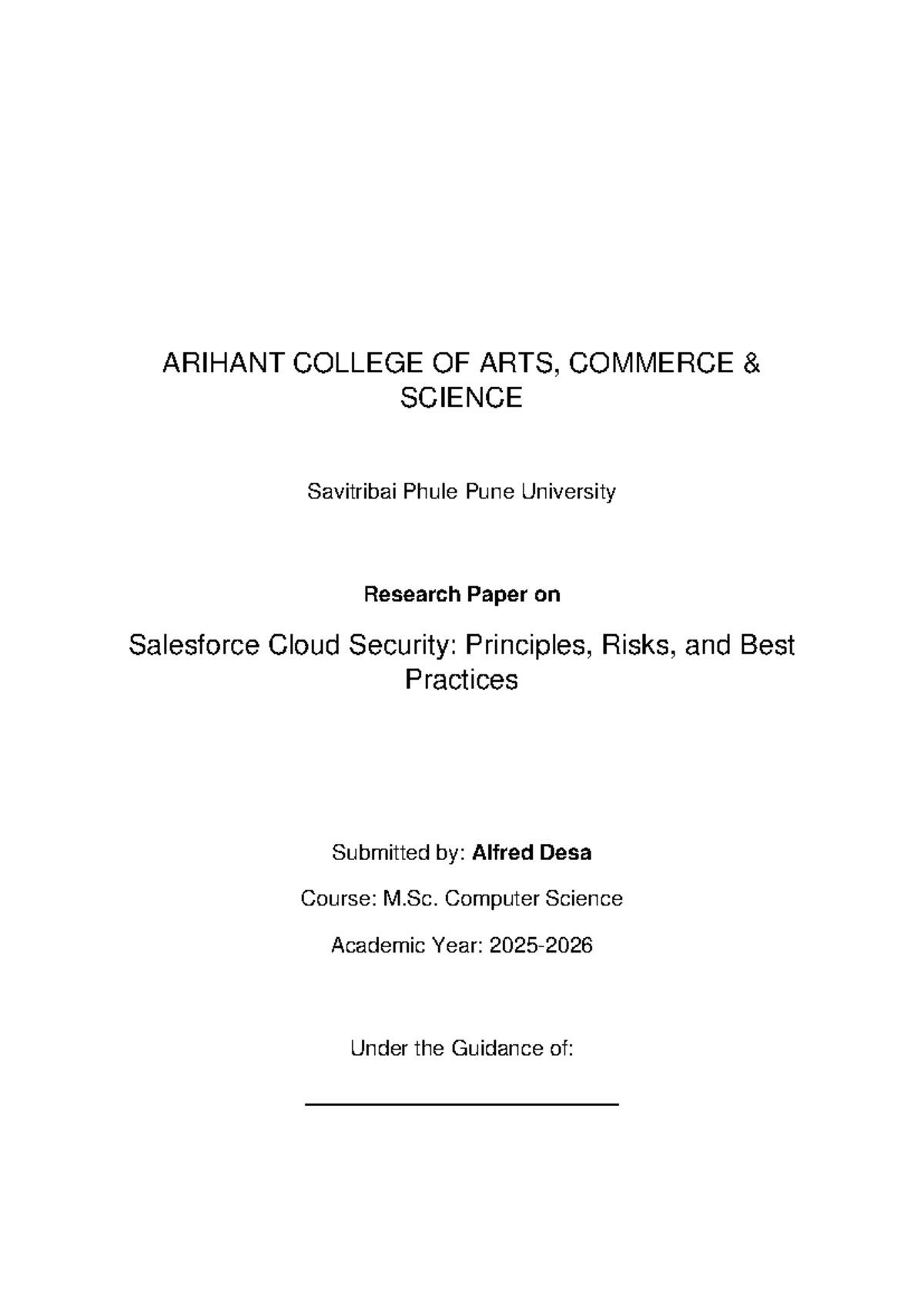 M.Sc. Computer Science Research Paper on Salesforce Cloud Security ...