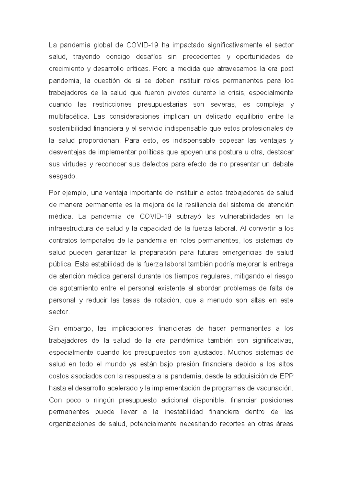 Impacto de la Pandemia en el Sector Salud: Retos y Oportunidades - Studocu