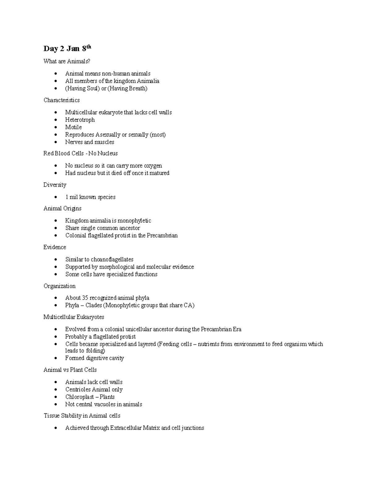 Bio 101: Midterm Study Notes on Animal Biology and Physiology - Studocu