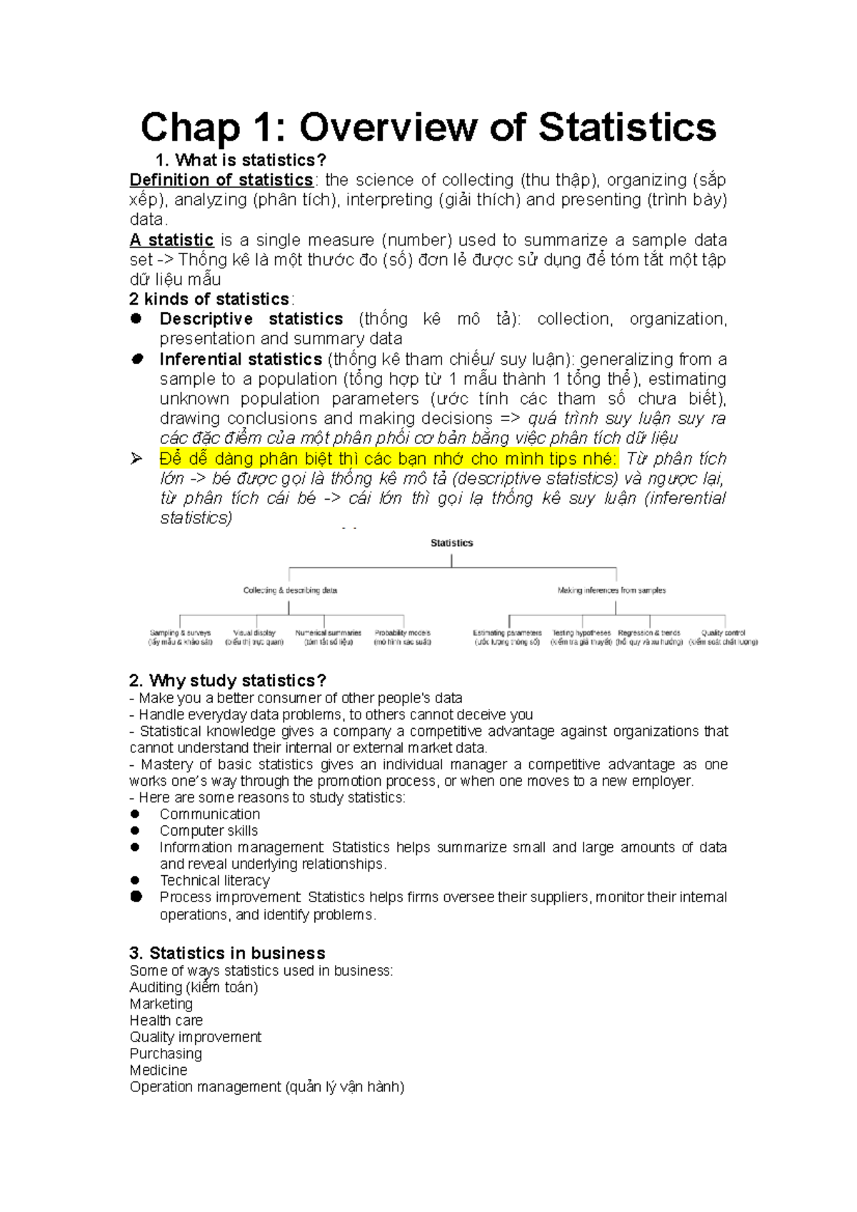 Note Statistics - Chap 1: Overview of Statistics What is statistics ...
