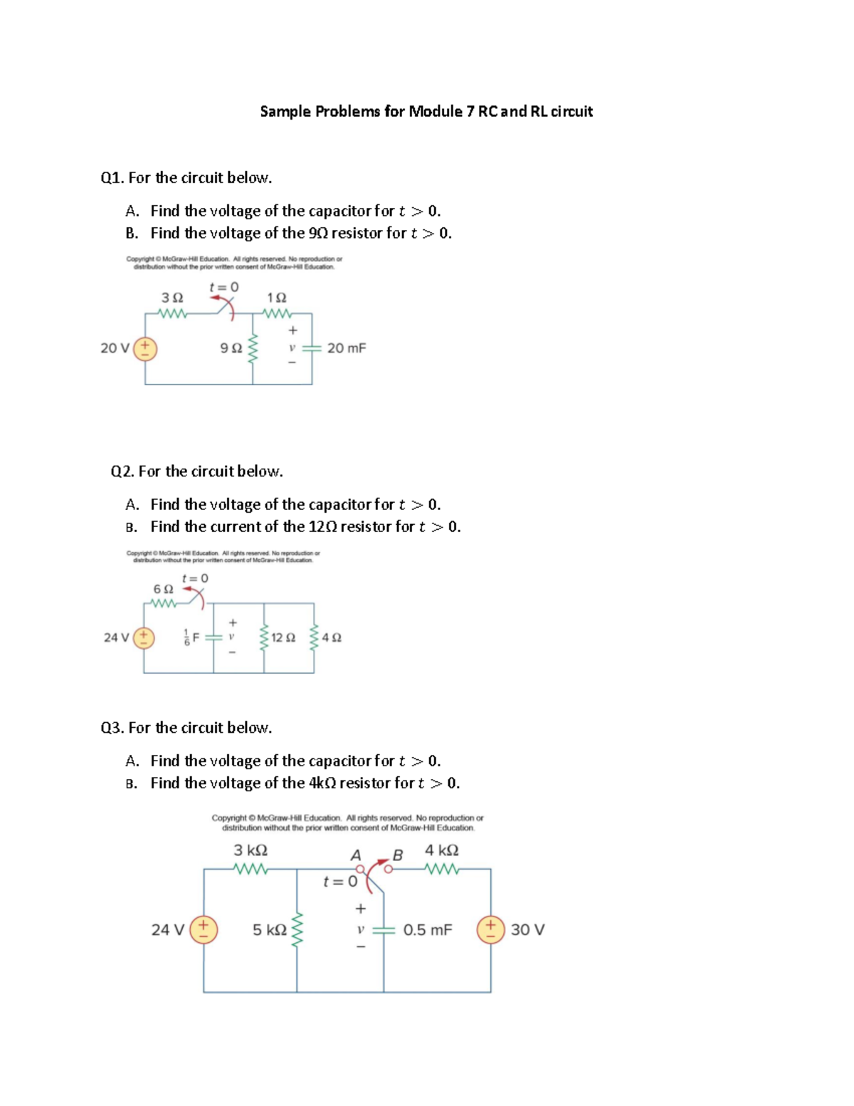 W5 - Sample Problems for RC and RL Circuits Analysis - Studocu
