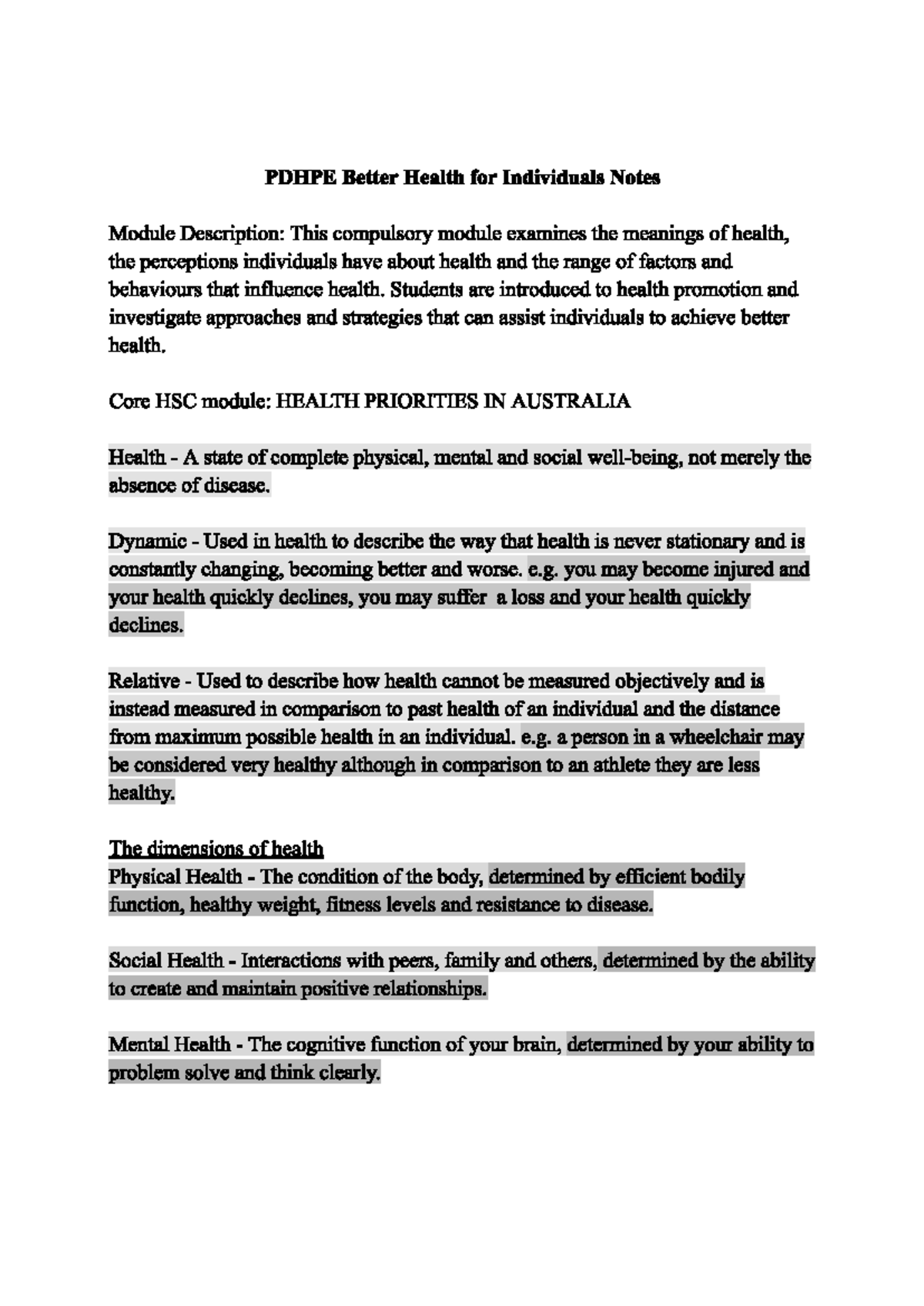 Pdhpe prelim notes - dkjfalkdj - PDHPE Better Health for Individuals ...
