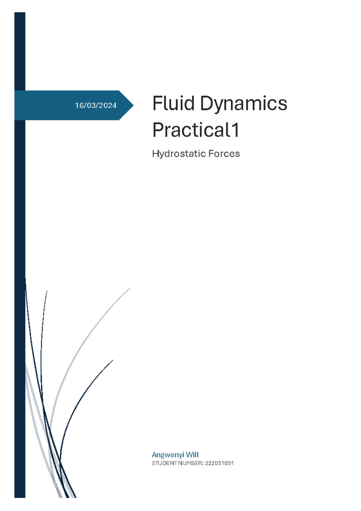 Fluid Dynamics Practical 1: Hydrostatic Forces Analysis - Studocu