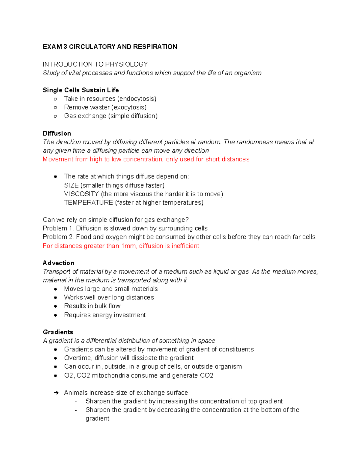 BIO 101 EXAM 3 Circulatory and Respiration Lecture Notes - Studocu