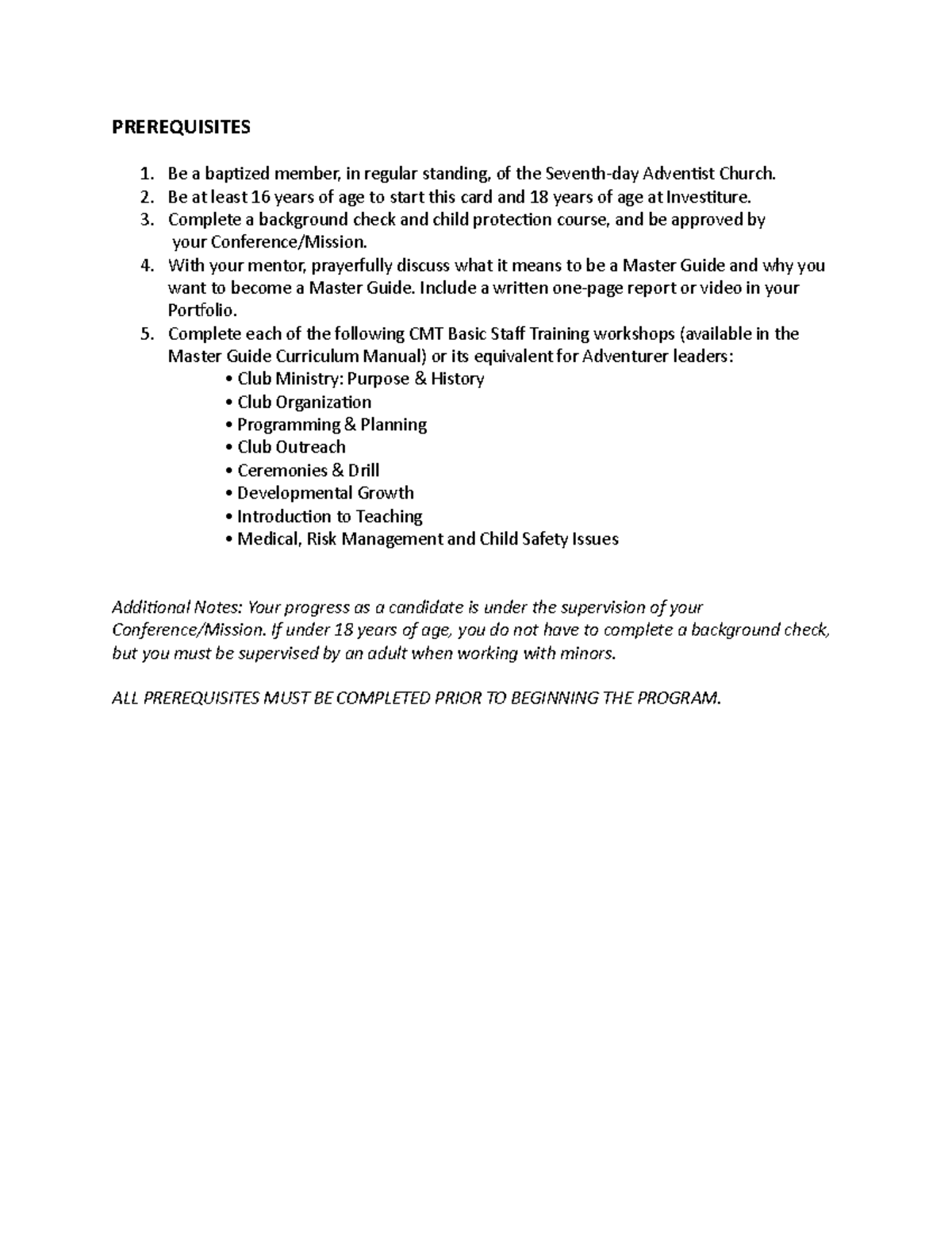 2022-MG-Master Guide Program Requirements & Prerequisites - Studocu
