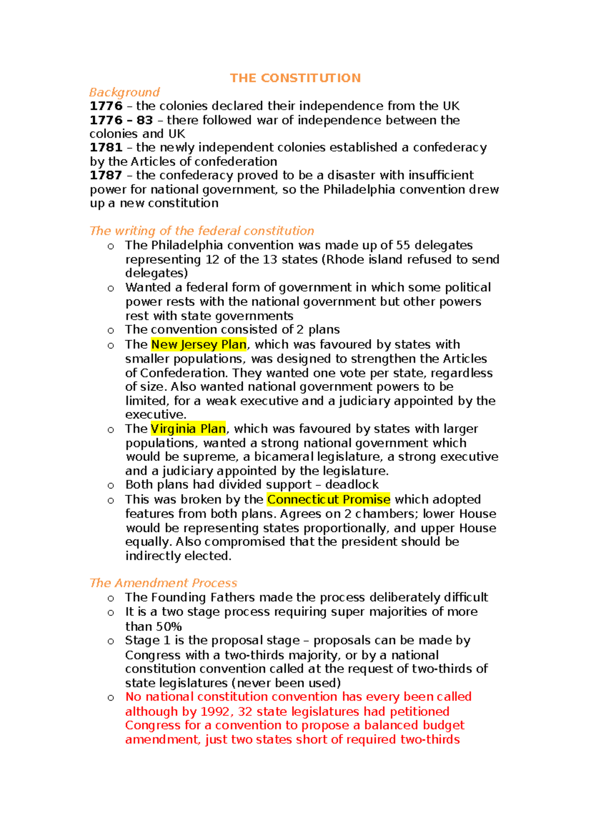 THE Constitution - THE CONSTITUTION Background 1776 – the colonies ...