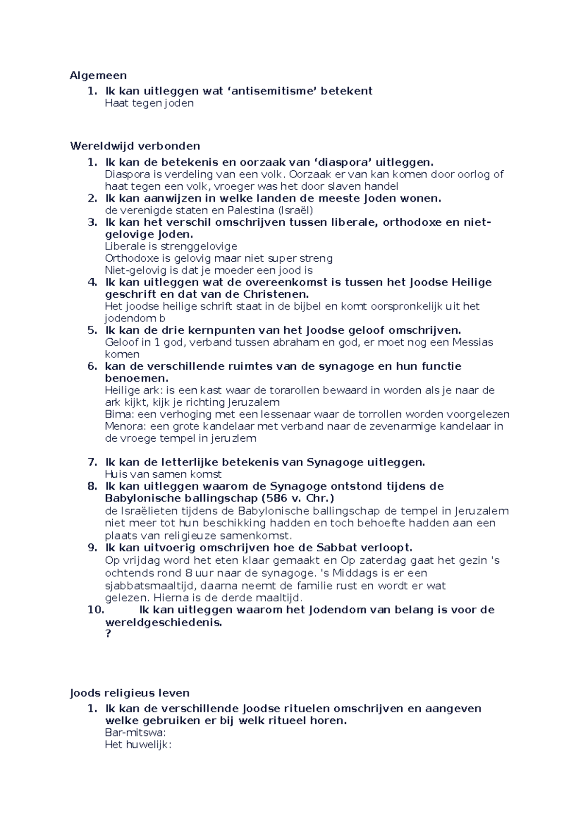 Leerdoelen jodendom: Betekenis, Rituelen en Geschiedenis van Joden ...