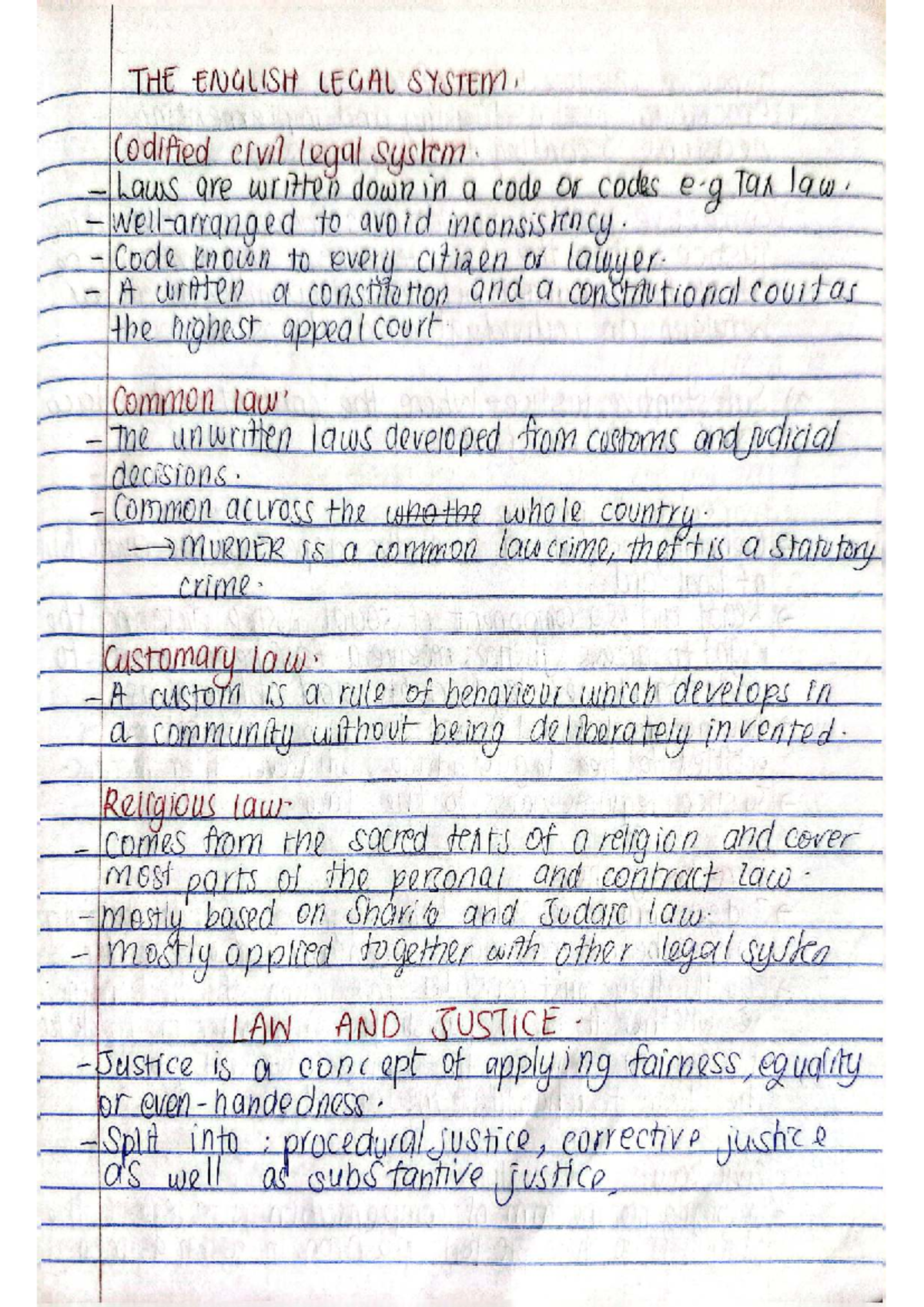 Law Notes: Chapter 1 - Understanding the English Legal System - Studocu