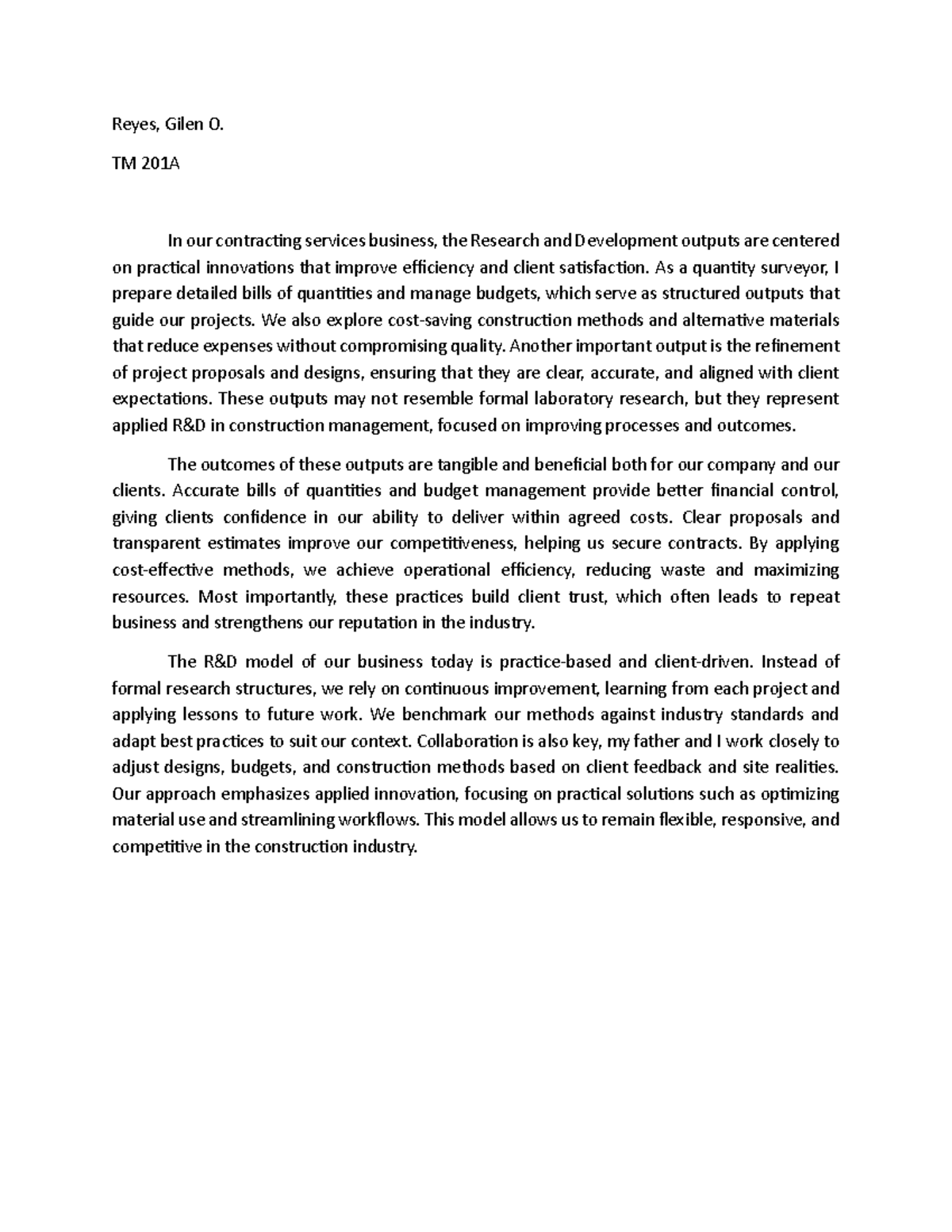 Reyes, Gilen O. TM 201A - Reaction Paper on Construction Innovations ...