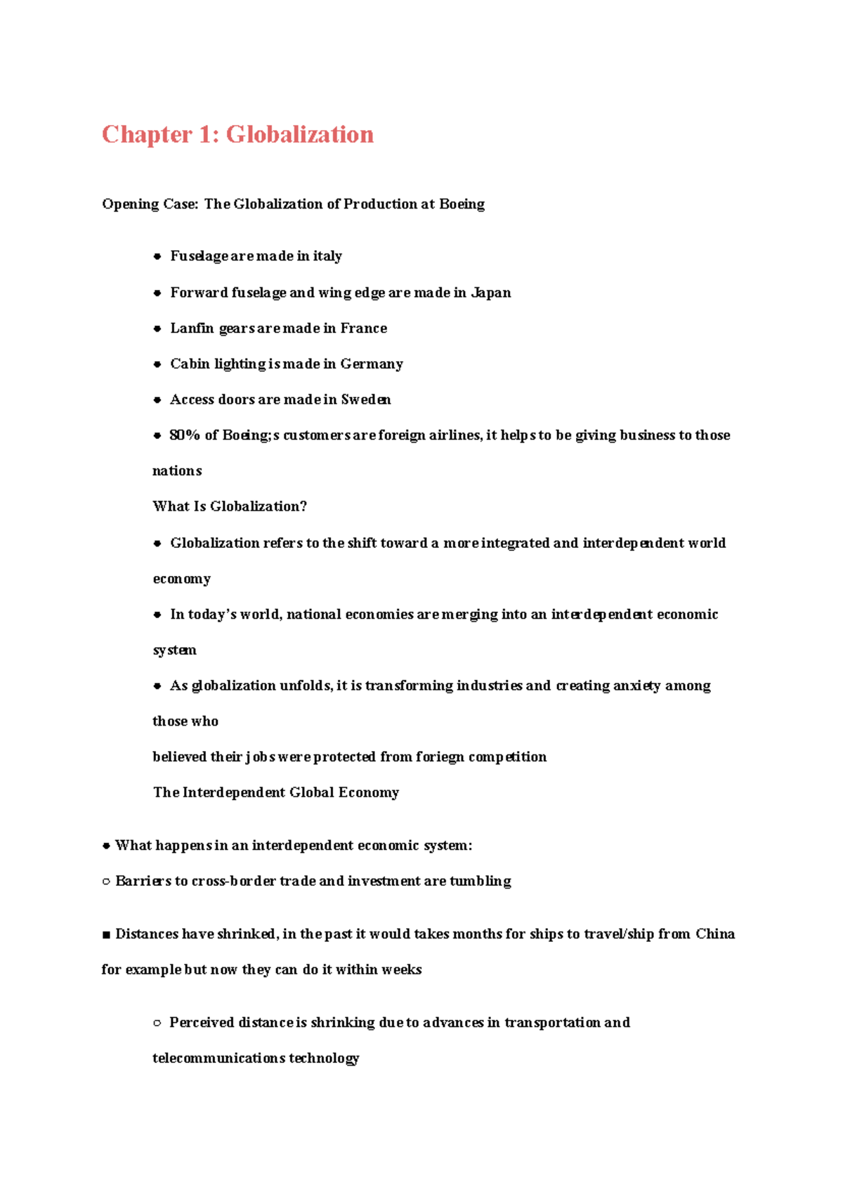 Adm3381 chapter 1 - lecture notes - Chapter 1: Globalization Opening ...