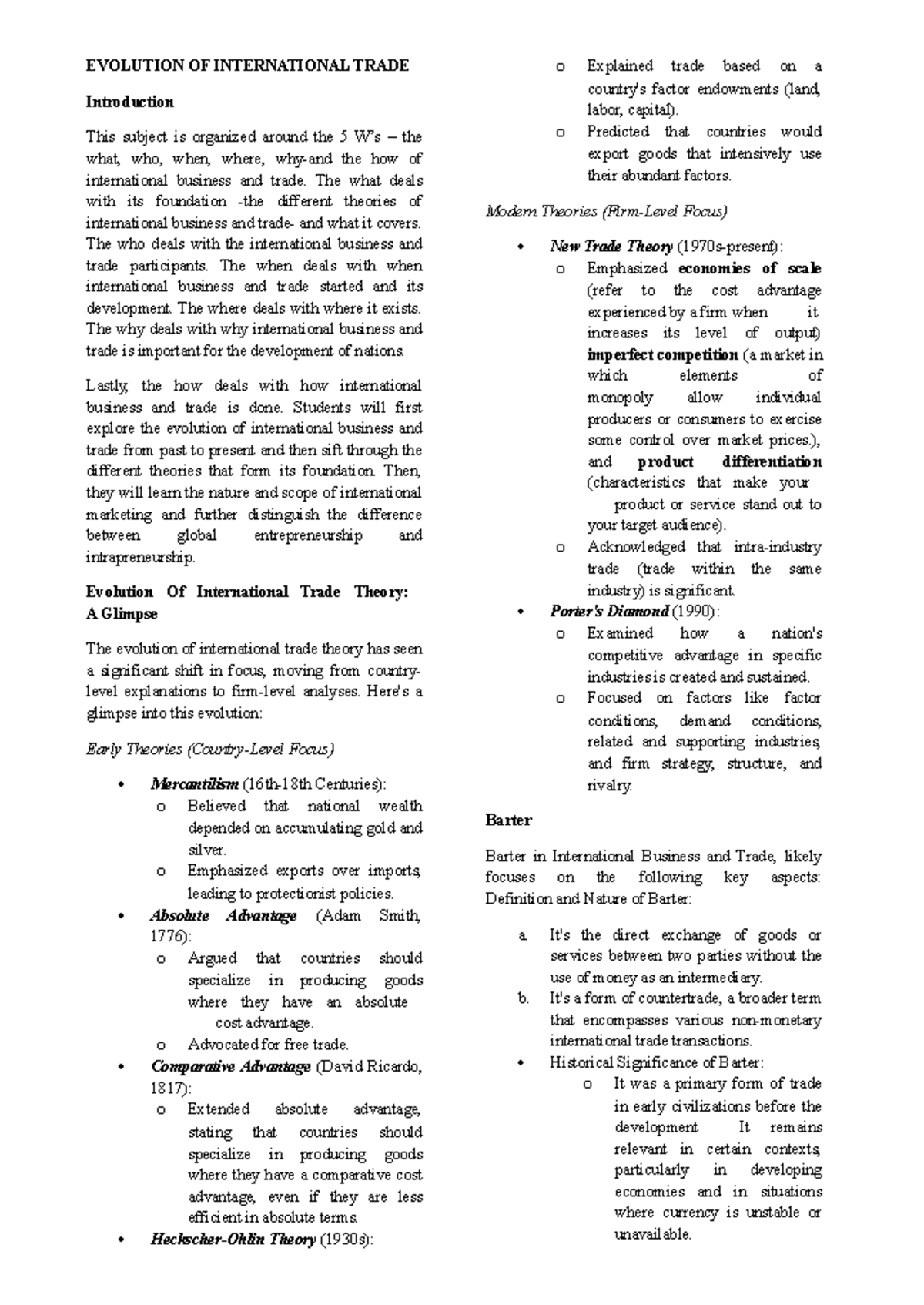 Evolution of International Trade: Theories and Modern Implications ...