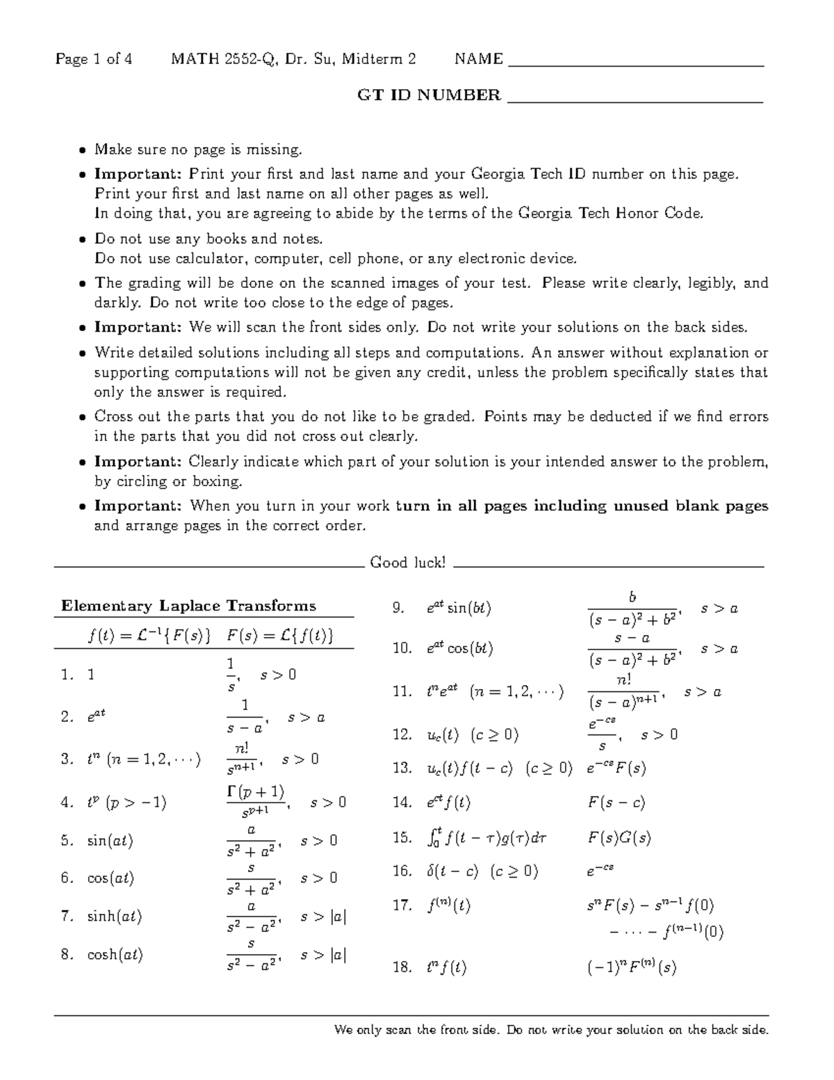 Math 2552 Midterm Exam 2 Study Guide and Solutions - Studocu