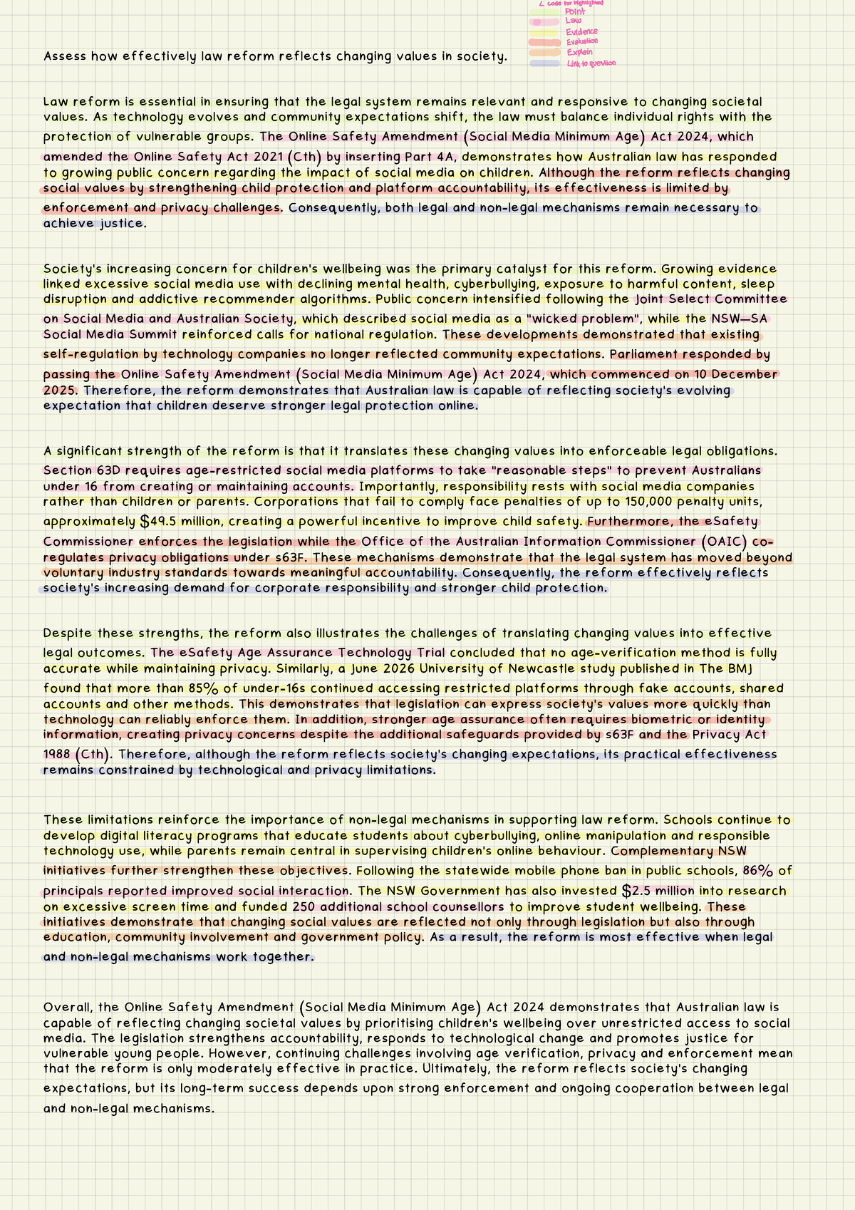 Example Essay - Law Reform: Online Safety Amendment (Social Media ...
