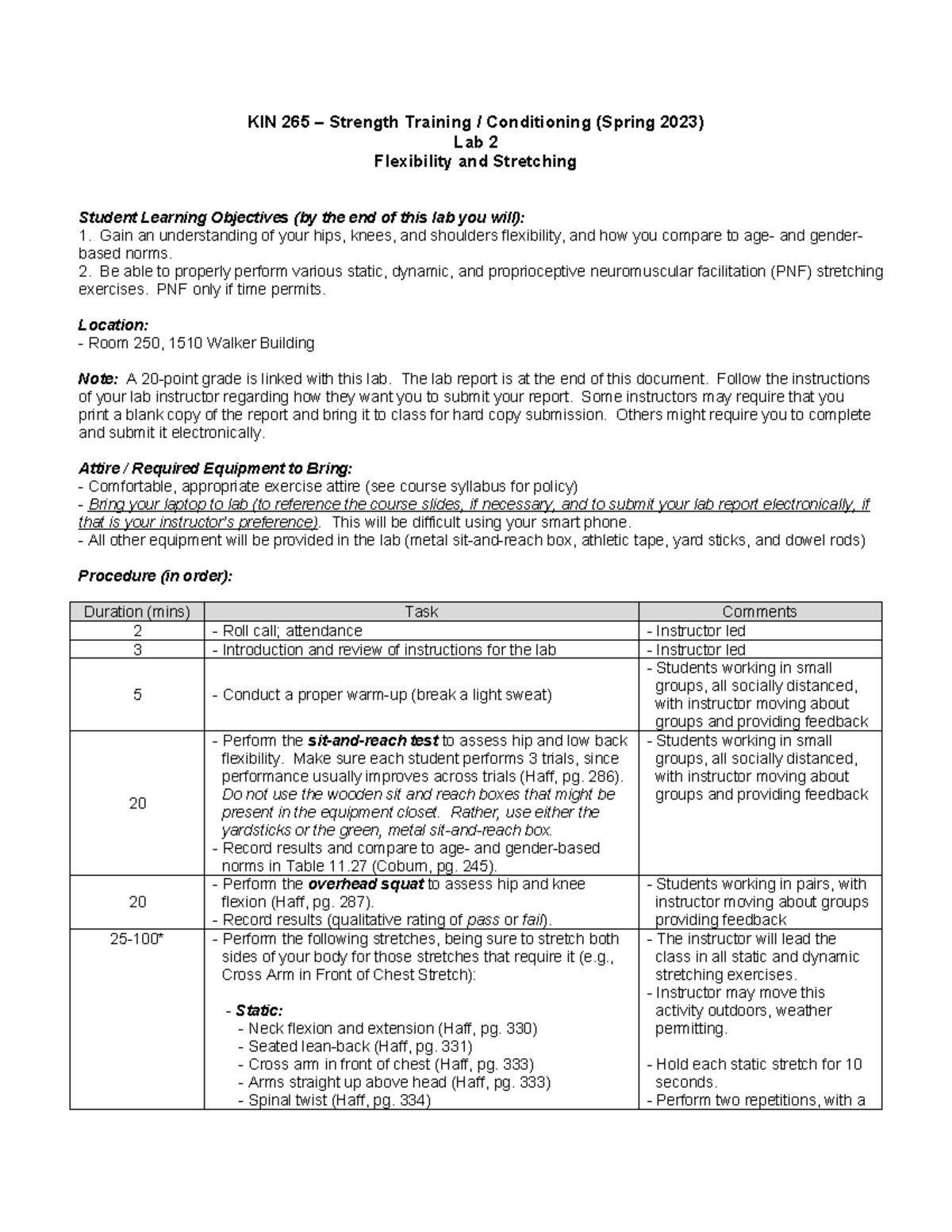 KIN 265 - Lab 2 - Instructions - KIN 265 – Strength Training ...