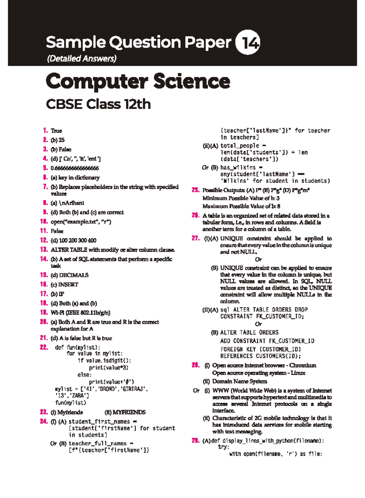 Sample-Paper-14 - fine - Sample Question Paper 14 (Detailed Answers ...