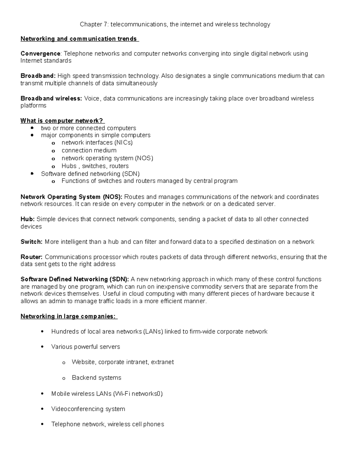 Chapter 7-itm - Lecture notes 7 - Chapter 7: telecommunications, the ...