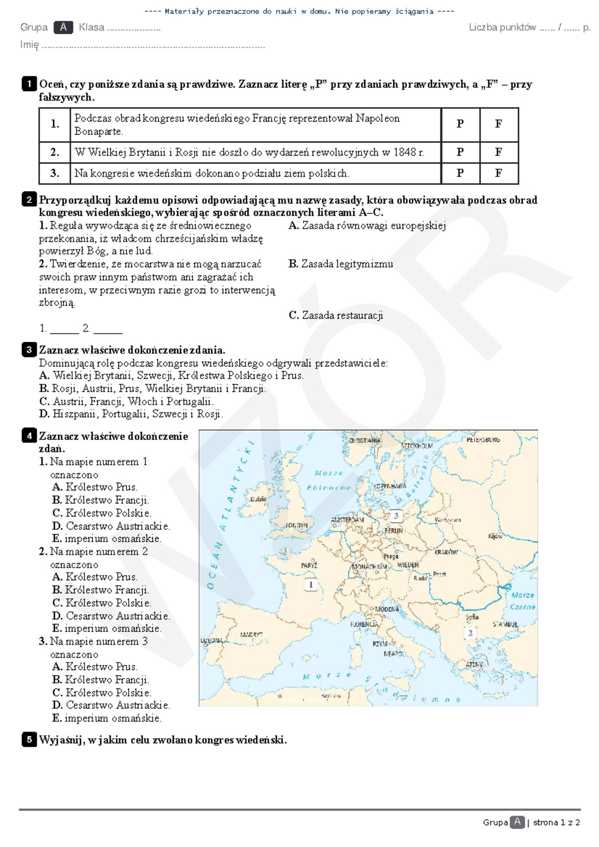 Sprawdzian z historii dla klasy 7: Wczoraj i dziś - Dział 1 - Studocu