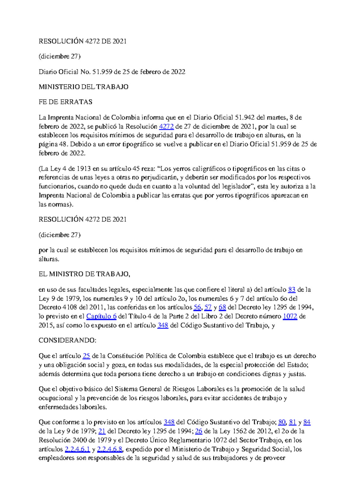 Resolución 4272 de 2021: Requisitos de Seguridad para Trabajo en ...