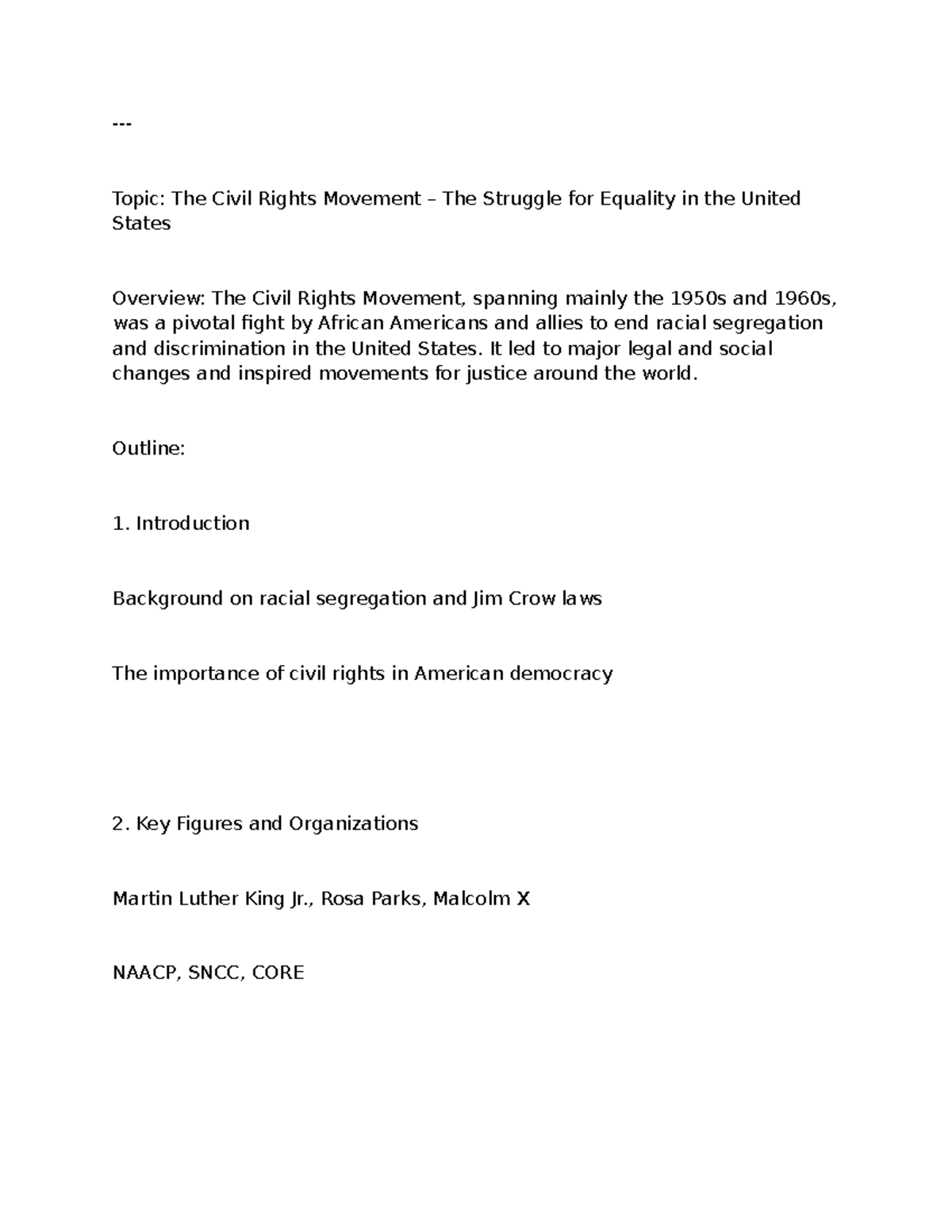 Civil Rights Movement Overview: Struggle for Equality in the U.S. - Studocu