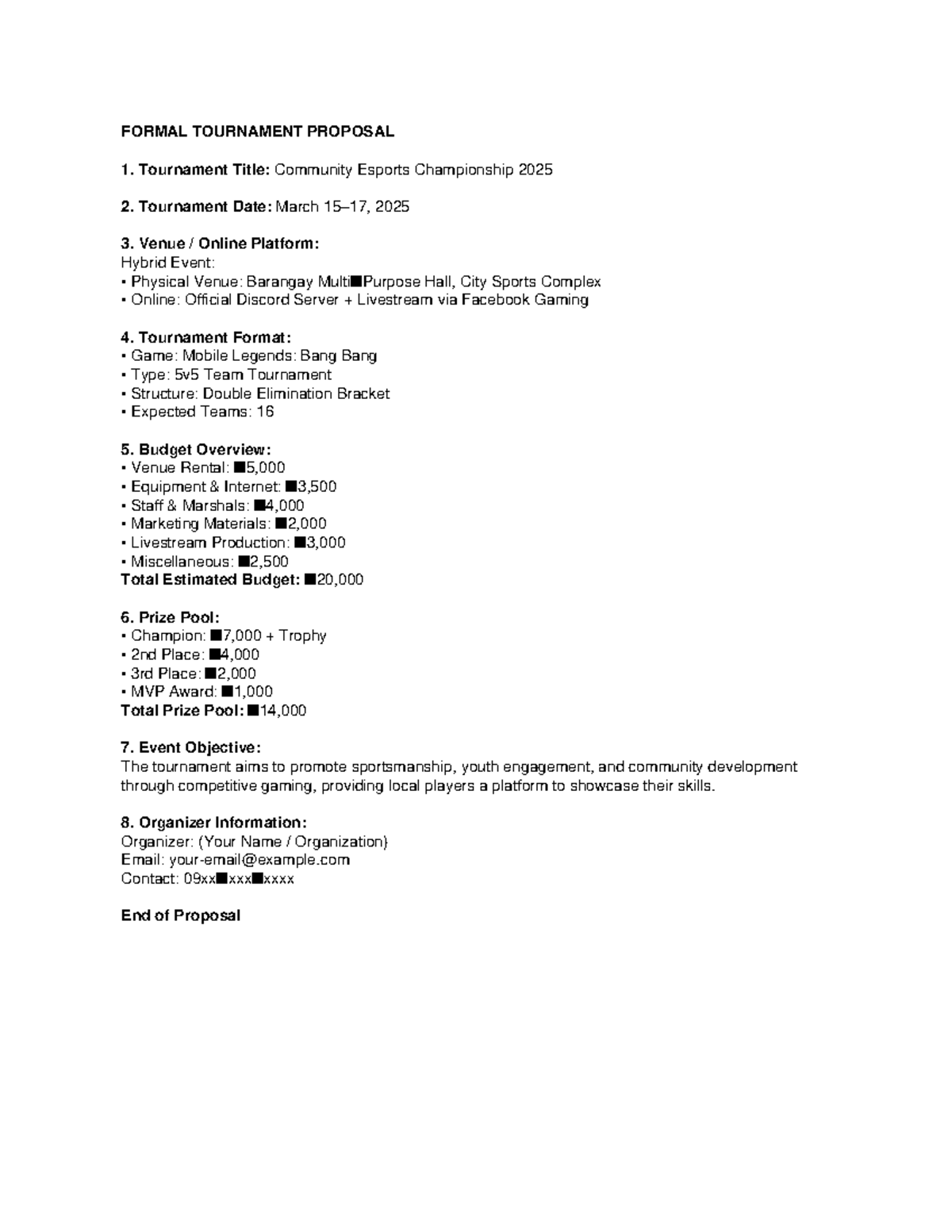 Community Esports Championship 2025 Tournament Proposal - Studocu