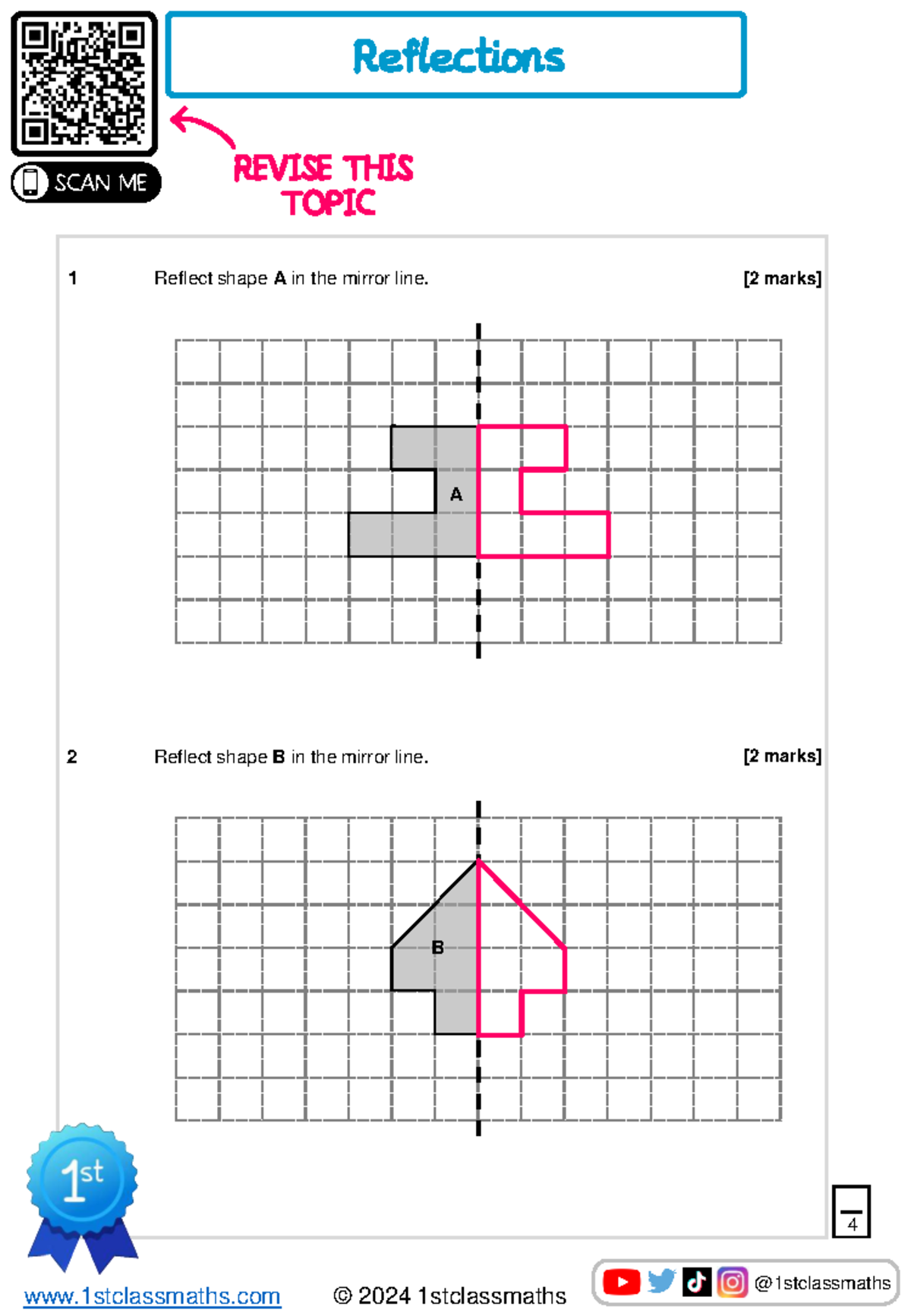 Reflections AQA Solutions for 1st Class Maths 2024 - Studocu