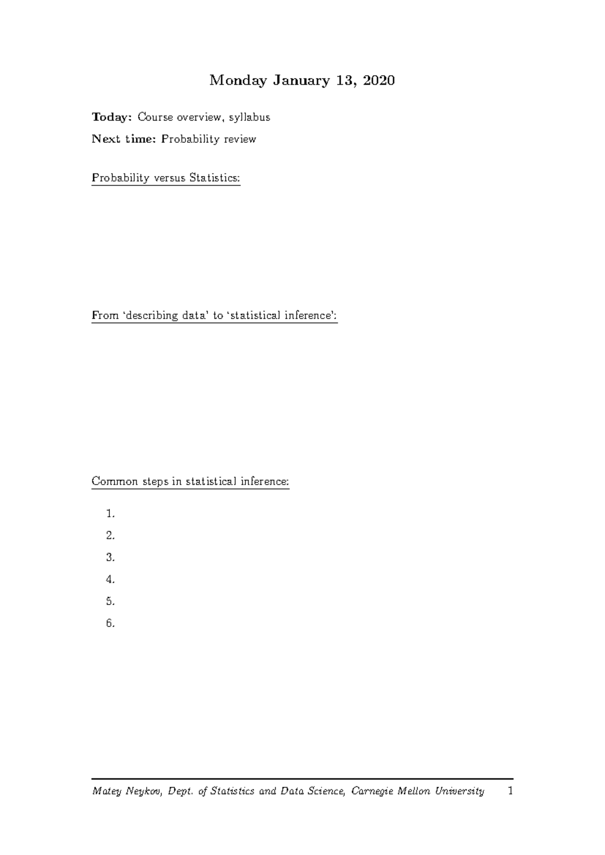 STAT 101 - Introductory Probability and Statistics Lecture Notes - Studocu