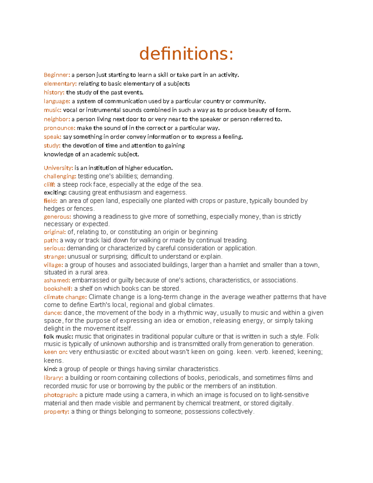 Definitions and Sentences for English Pronunciation - Studocu