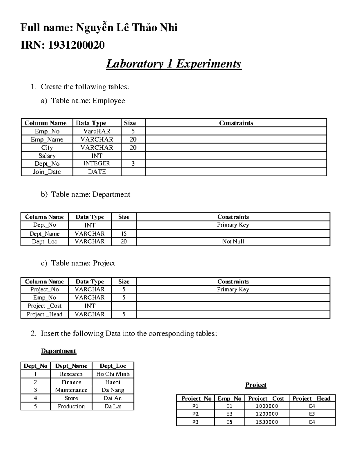 19312000 20 Nguyễn-Lê-Thảo-NHI Lab-1-Experiments - Full name: Nguyễn Lê ...