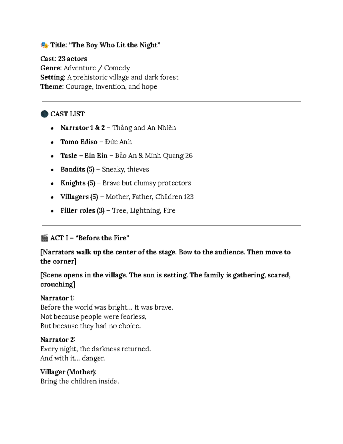 Edison Final Script: The Boy Who Lit the Cast - An Adventure Play - Studocu