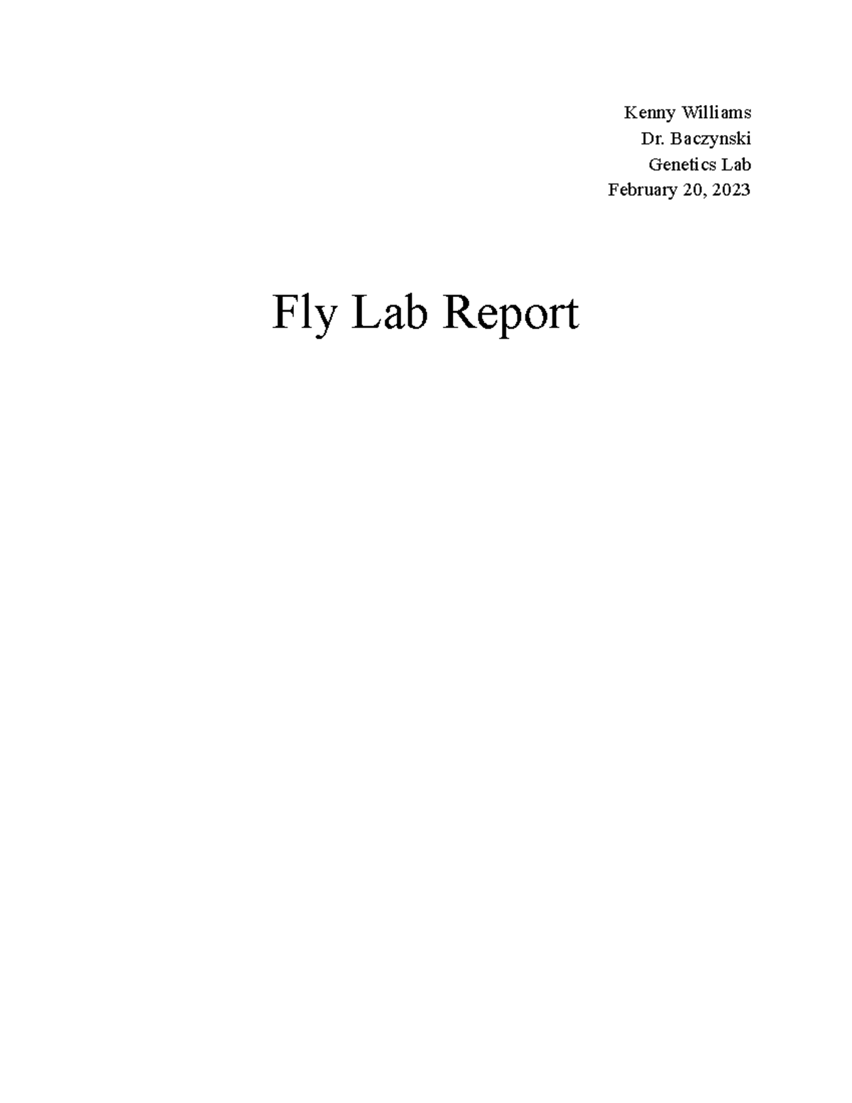 Genetics Lab Report: Mendelian Inheritance in Drosophila (Fly Lab ...