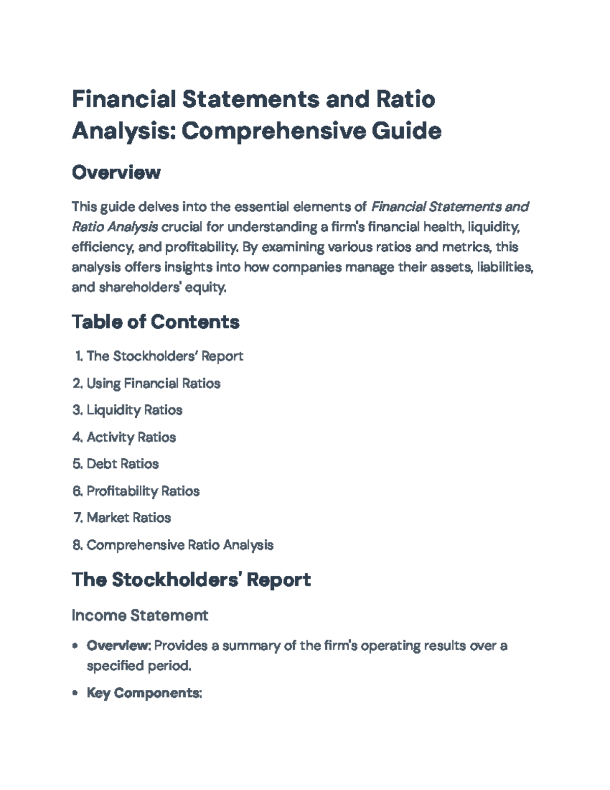 Financial Statements & Ratio Analysis: A Comprehensive Guide ...