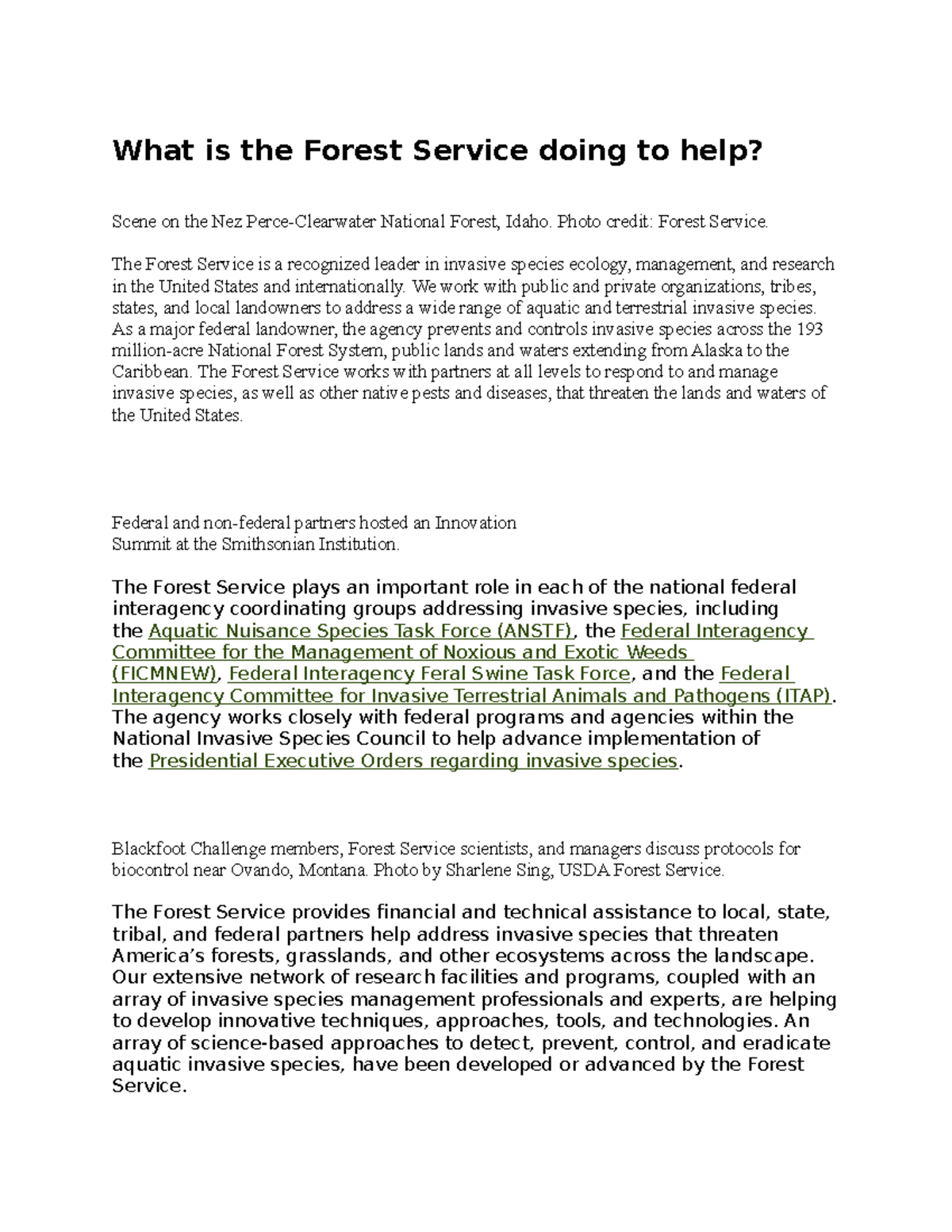 What is the Forest Service doing to help - Photo credit: Forest Service ...