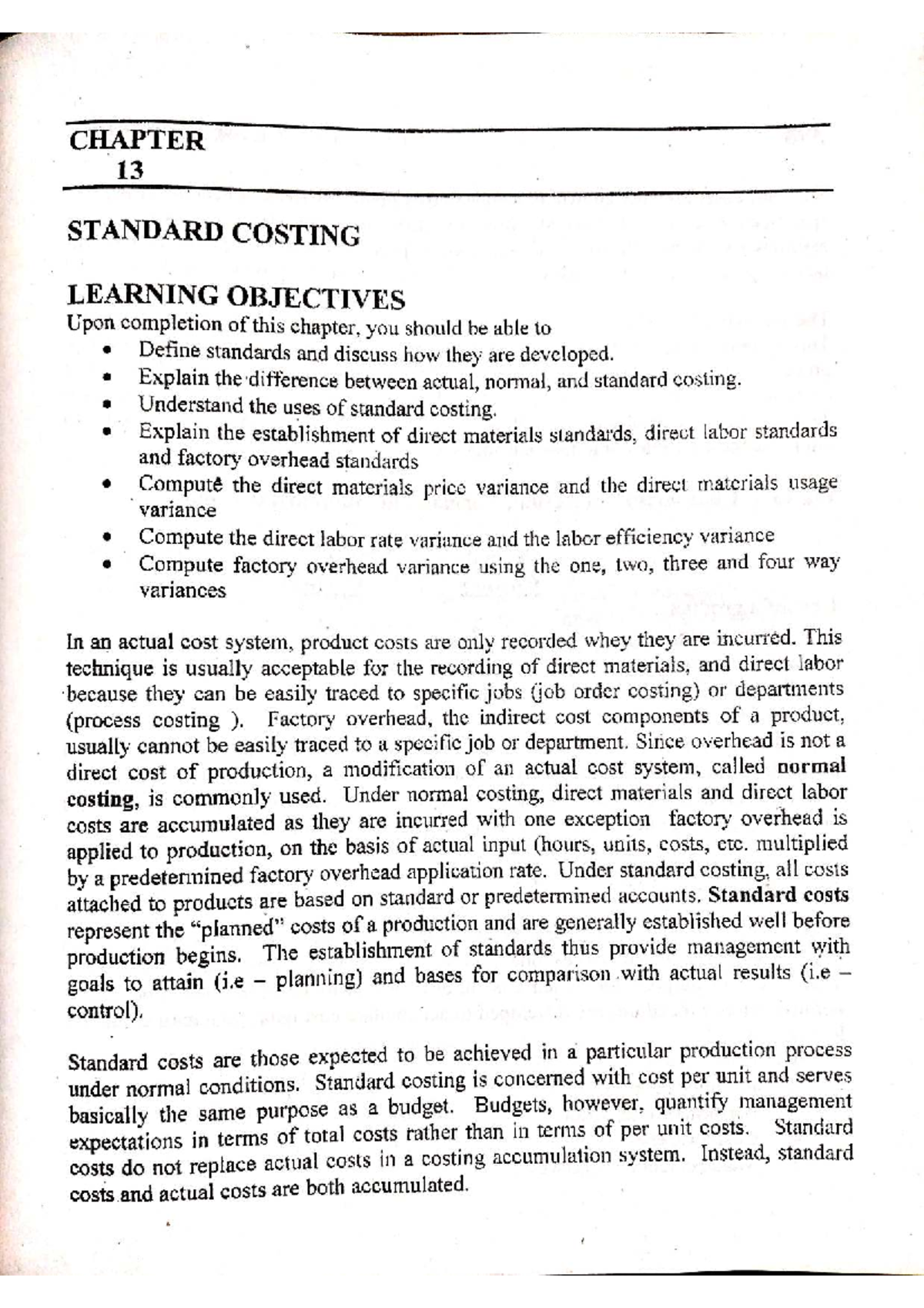 CHAPTER 13 - STANDARD COSTING AND VARIANCE ANALYSIS IN COST ACCOUNTING ...