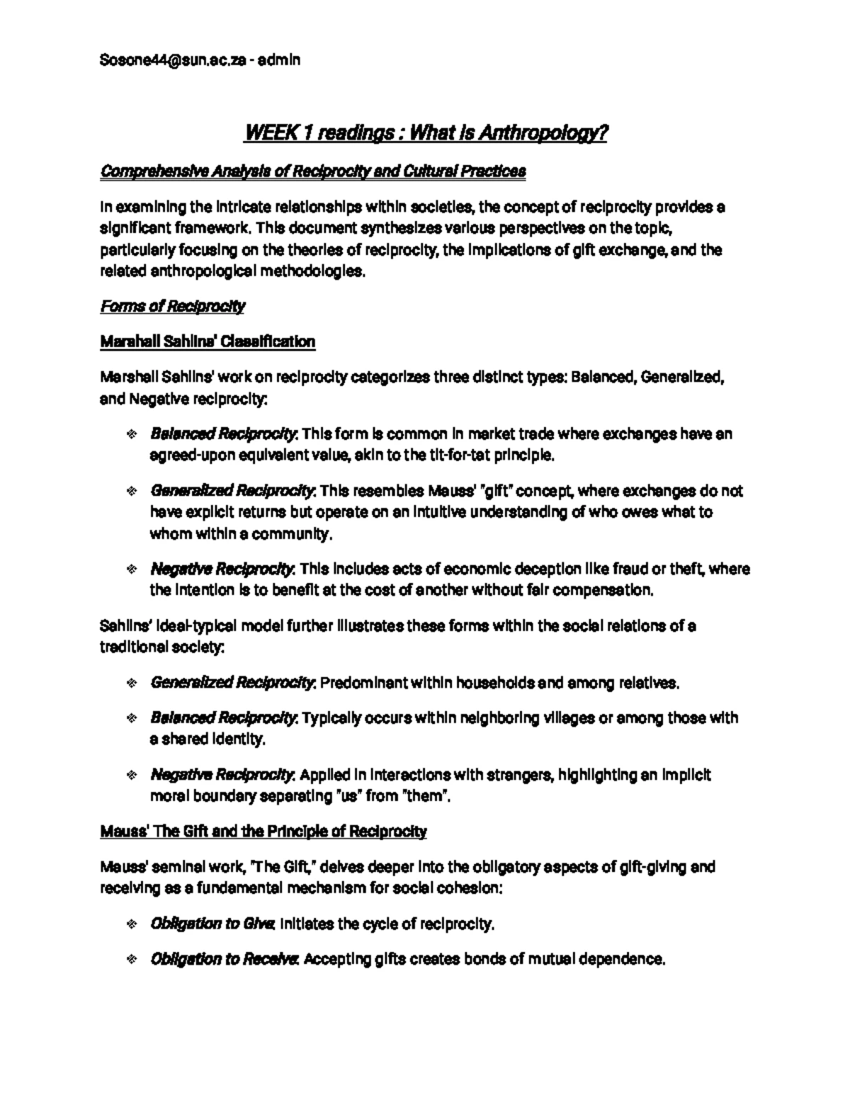 Sociology 101: Week 1 Readings & Key Concepts in Anthropology - Studocu