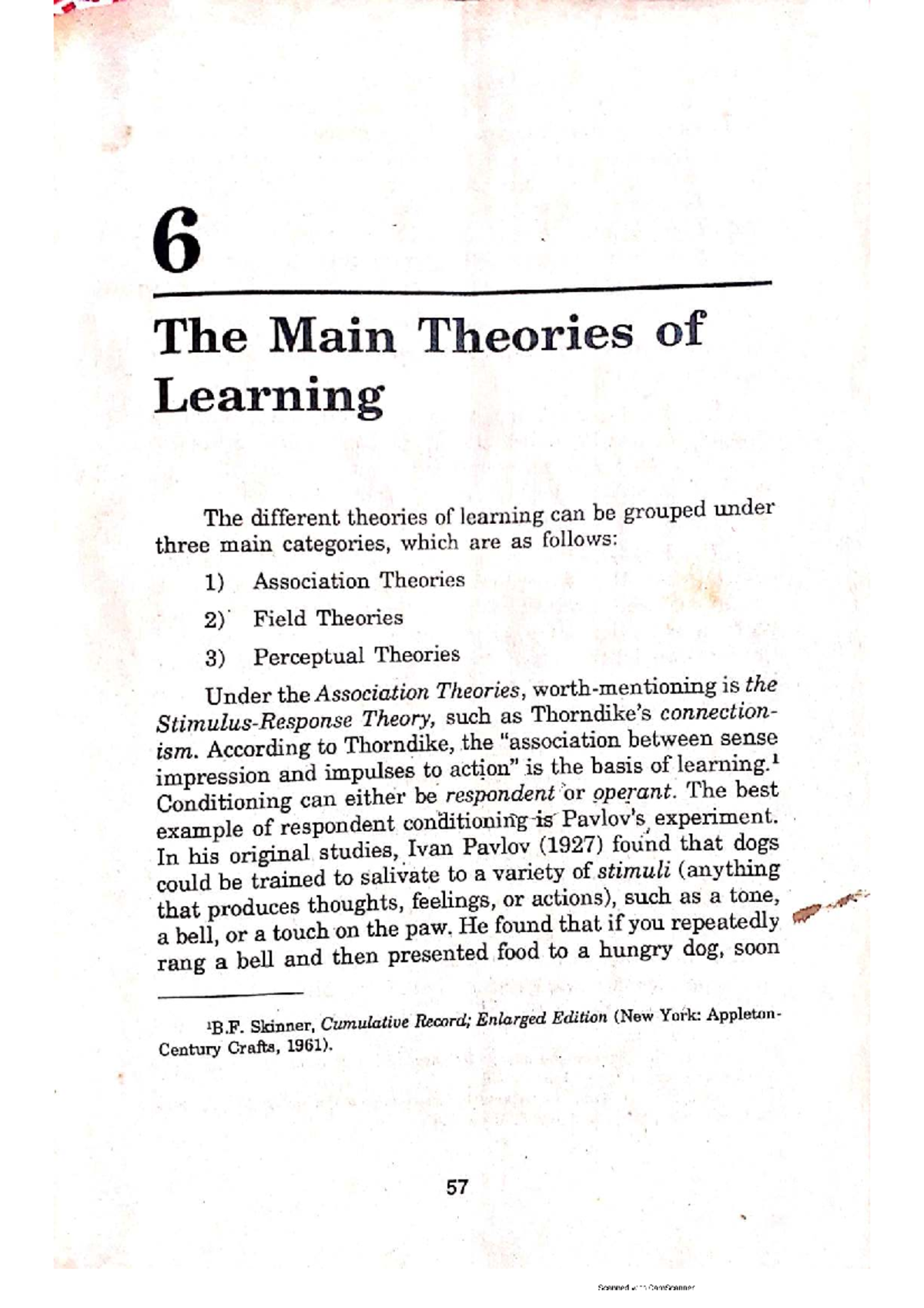 Cur Dev Chapter 6-10: Theories and Principles of Learning - Studocu