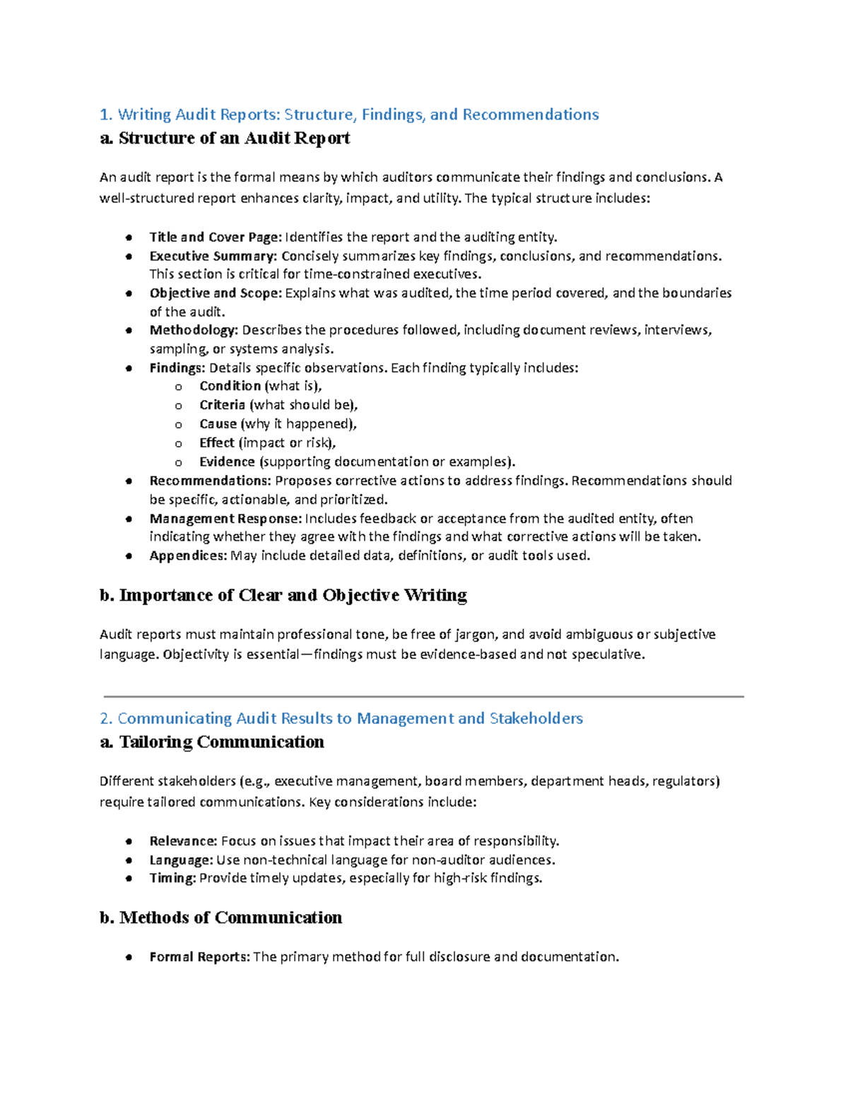 Writing Audit Reports: Structure, Findings & Recommendations (Pre5 ...
