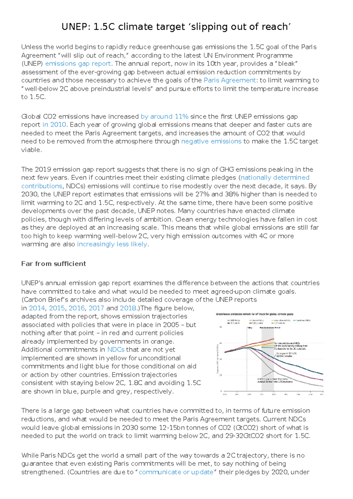 UNEP Report: 1.5C Climate Target at Risk Without Urgent Action - Studocu