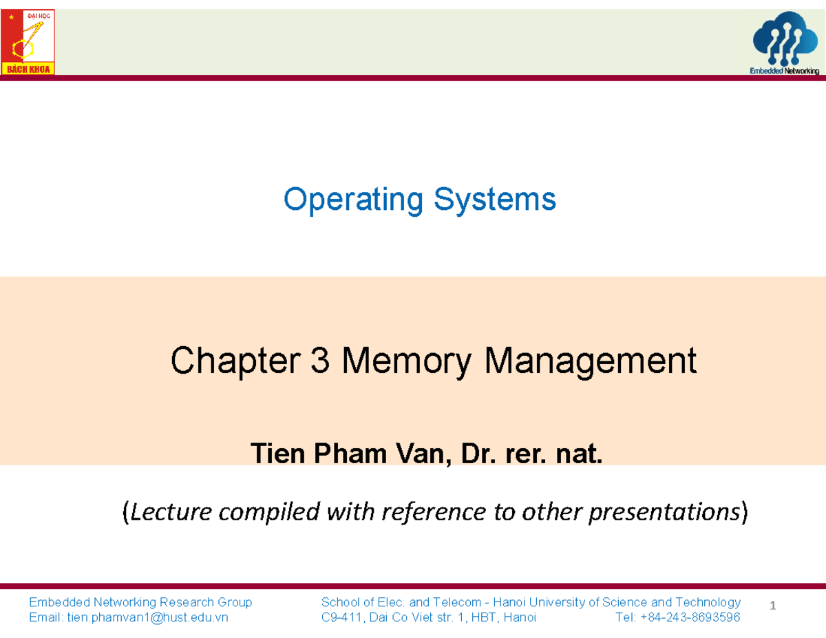 Chapter 3 Memory Management - Embedded Networking Research Group School ...