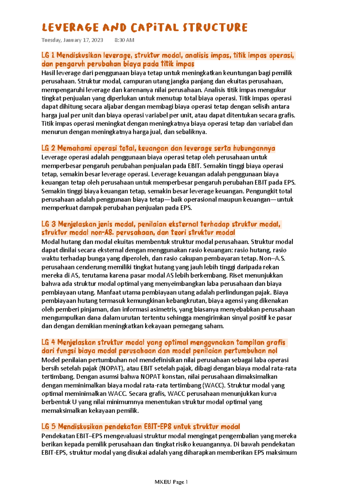Analisis Leverage & Struktur Modal dalam Perusahaan MKEU - Studocu