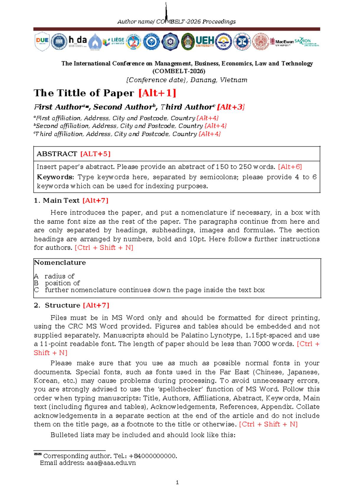 Combelt-2026 Paper Template for Conference Proceedings - Studocu